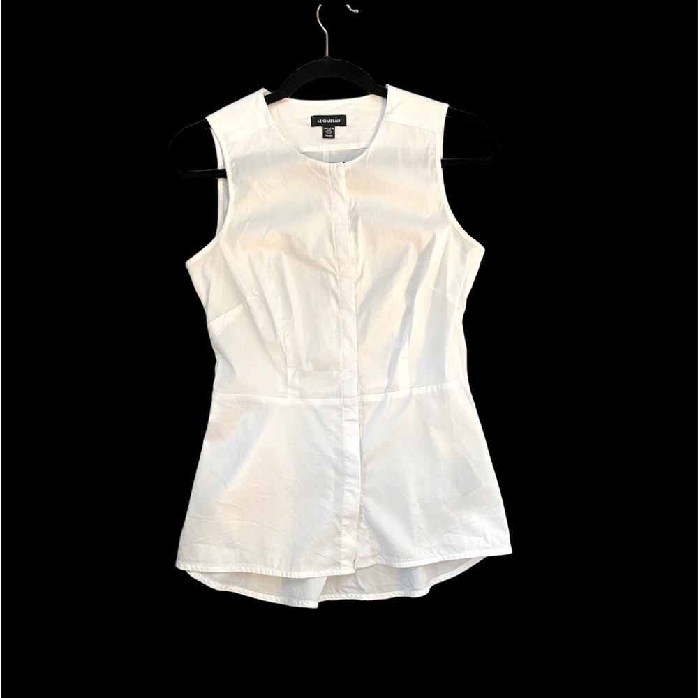 Le Château White Sleeveless Button Up Peplum Top Size XS